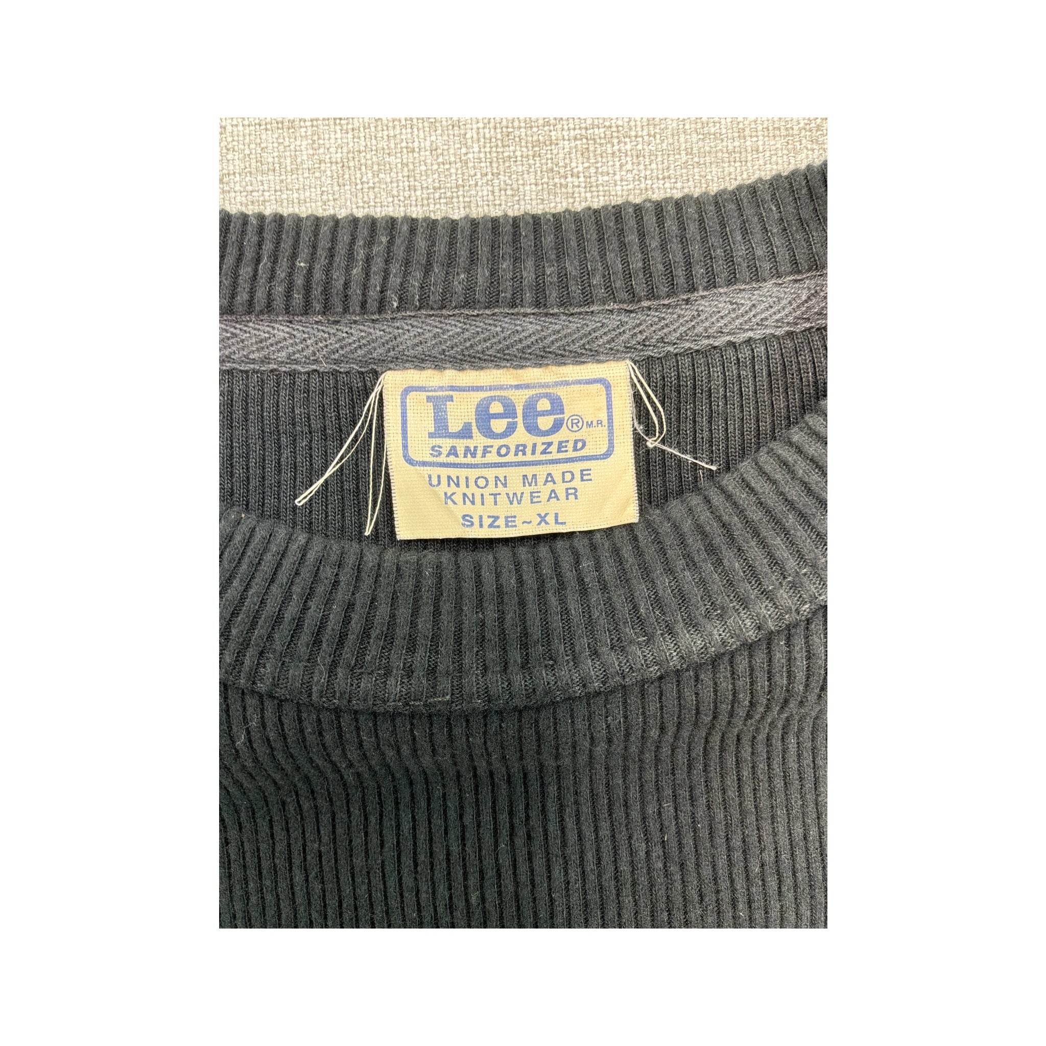 Lee Black Rib Knit Cotton Long Sleeve Shirt