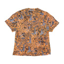 Vintage Orange & Blue Animal Print Short Sleeve Button Up Shirt