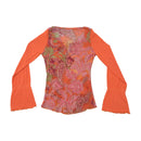 Blusa Y2K em Rede de Manga de Sino com estampado Paisley