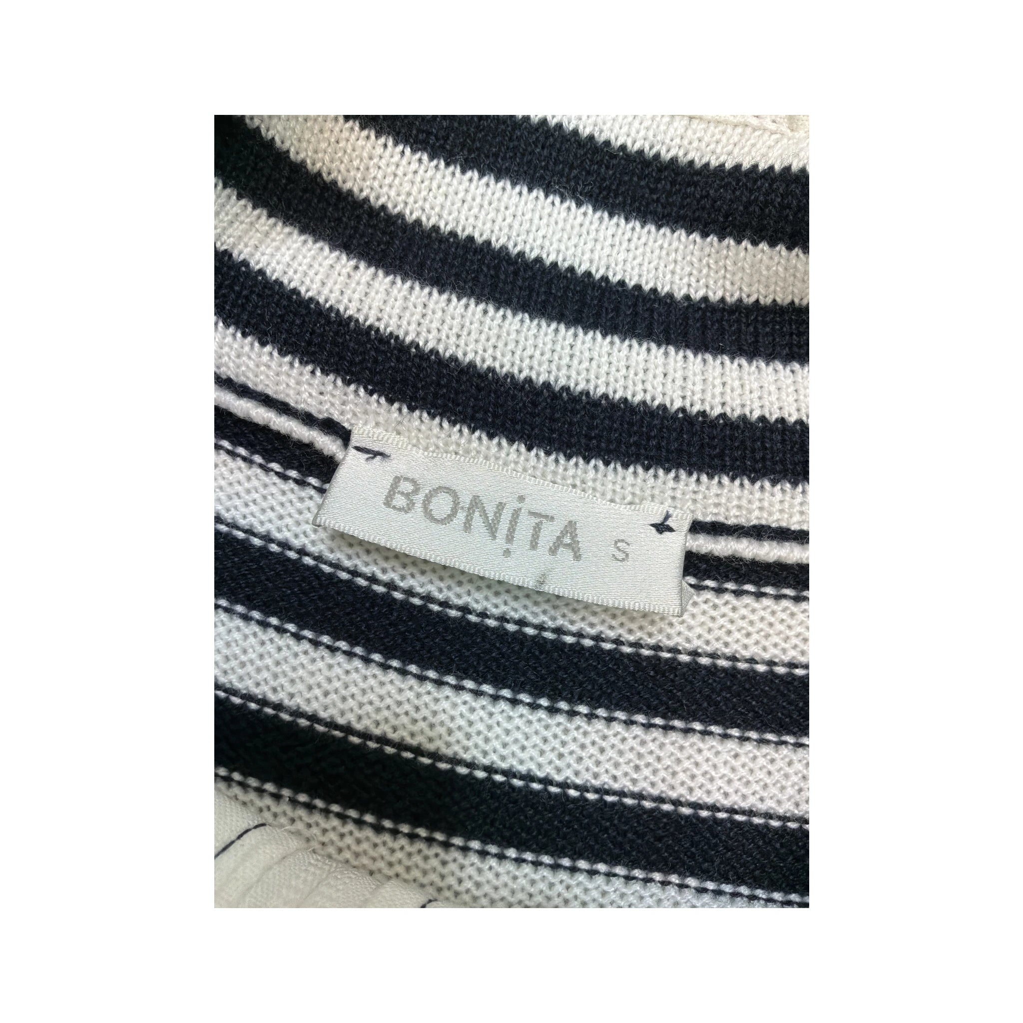 Bonita Striped Zip Front Cotton Blend Sleeveless Sweater (Repriced)