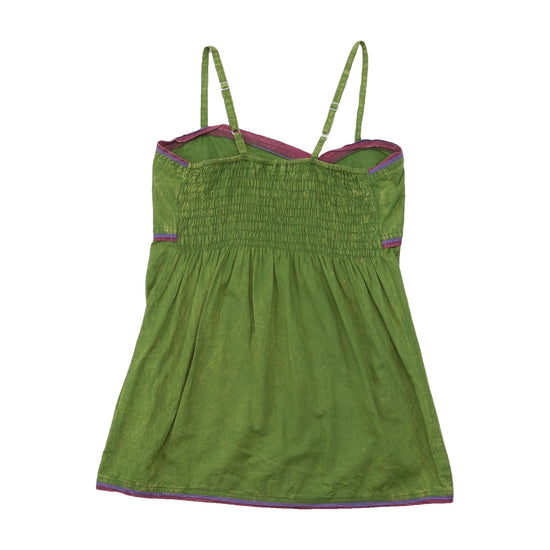Contro Corrente Vintage Green Cotton Contrast Trim Camisole Blouse