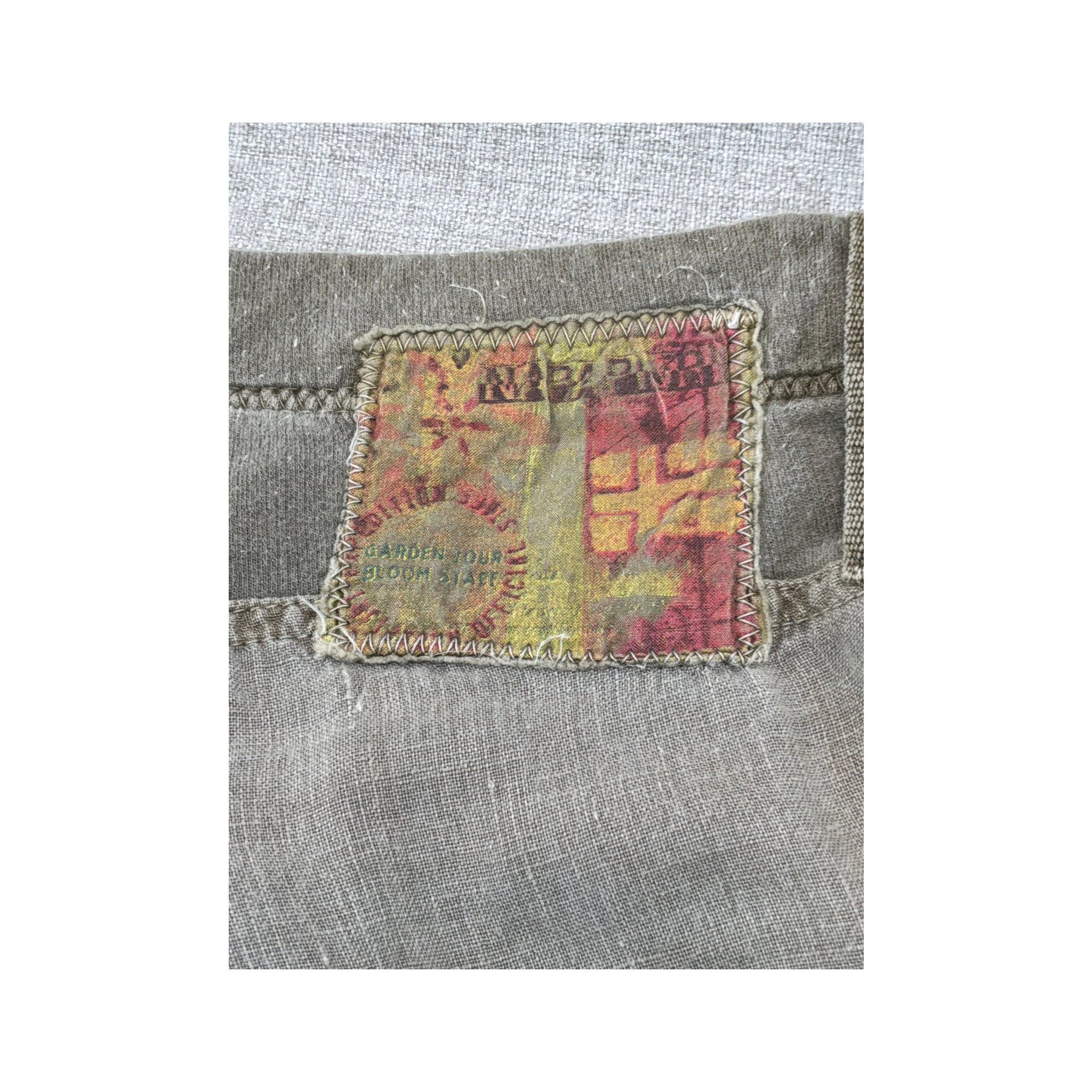 Vintage Blue Cult Wide Leg Patchwork Linen Blend Pants