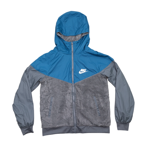 Nike Sportswear Sherpa-Lined Hooded Full-Zip Jacket (Blue/Gray) (XL Boys)