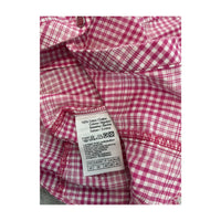 Women’s Pink Gingham Cotton Short-Sleeve Button-Up Shirt with Tie Front