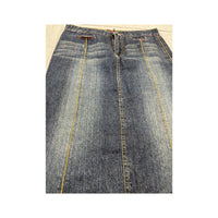 Vintage Blue Denim A-Line Midi Skirt