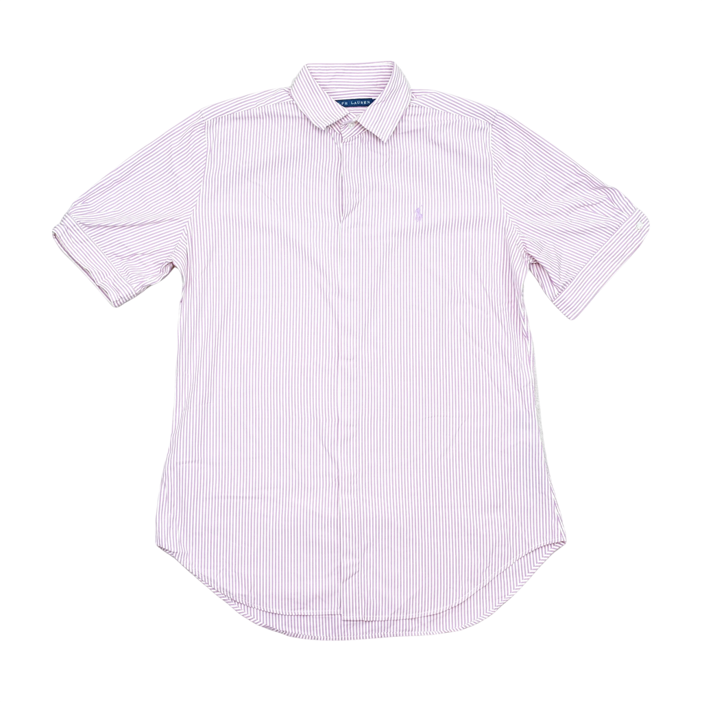 Camisa Ralph Lauren roxa de Manga curta às riscas com Botões