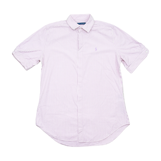Camisa Ralph Lauren roxa de Manga curta às riscas com Botões