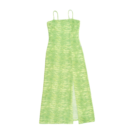 Americo Tavar Green Zebra Print Mesh Maxi Dress