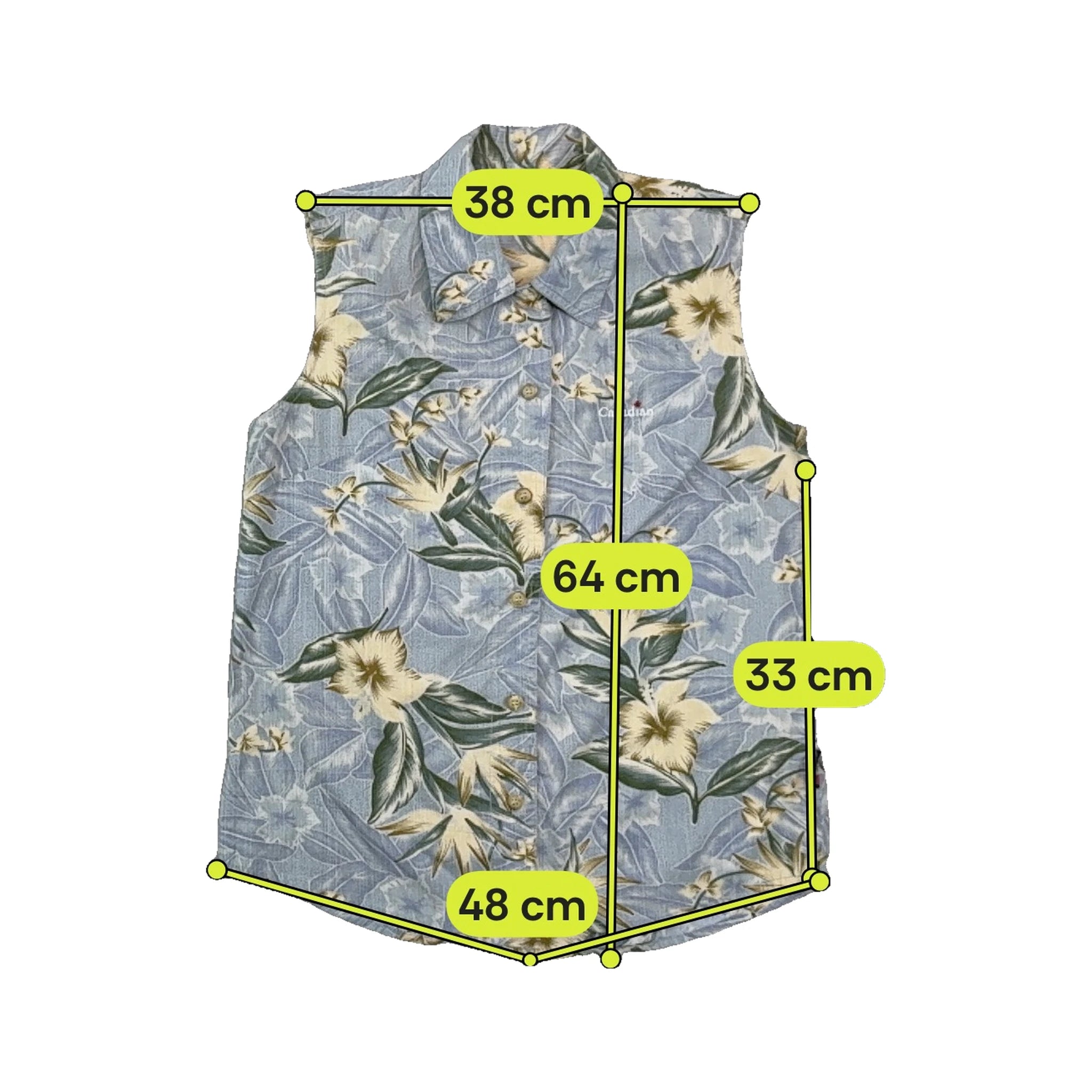 Canadian Sports & Fishing Floral Sleeveless Button-Up Shirt