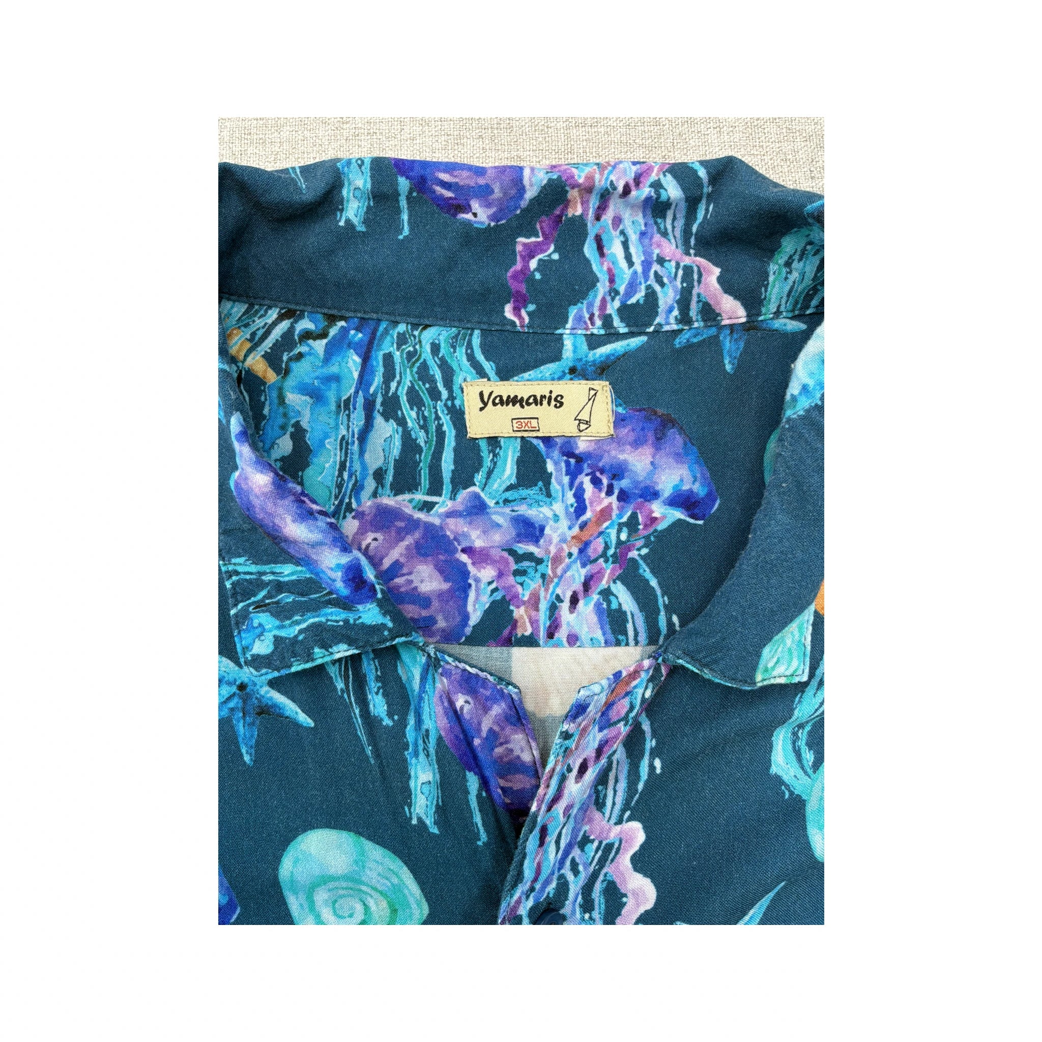 Yamaris Ocean Print Viscose Button Up Shirt