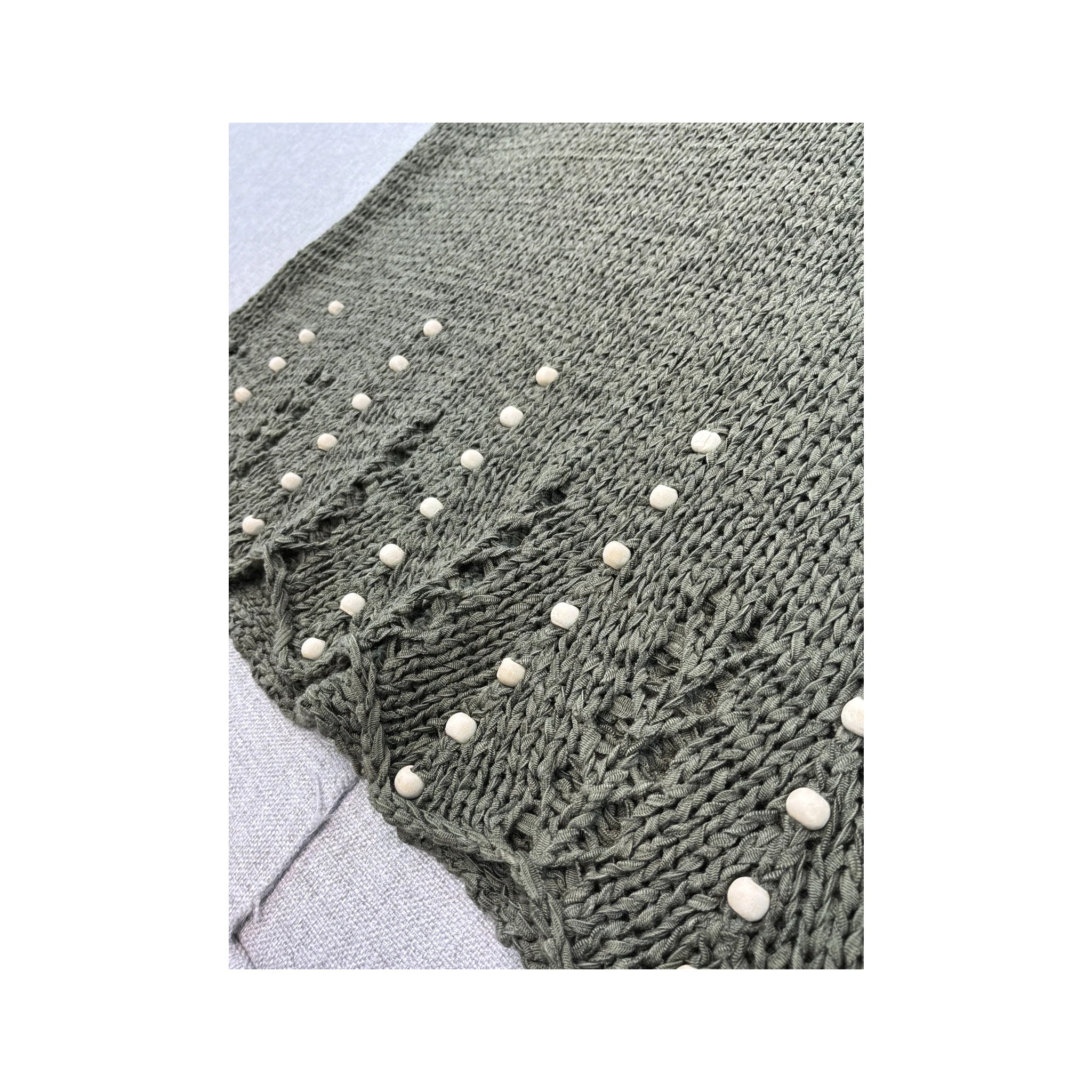 Vintage Olive Knit Beaded Tank Top