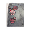Saia Midi MAX&Co. em ganga com Bordado floral