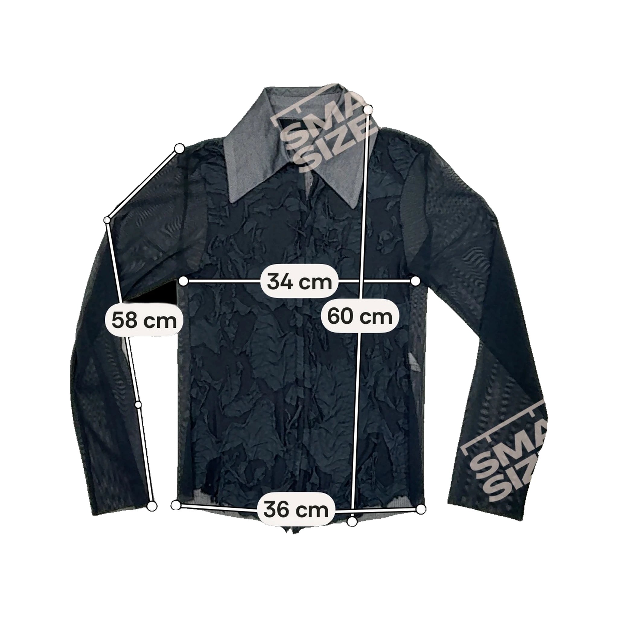 Black Mesh Grungy Collared Blouse