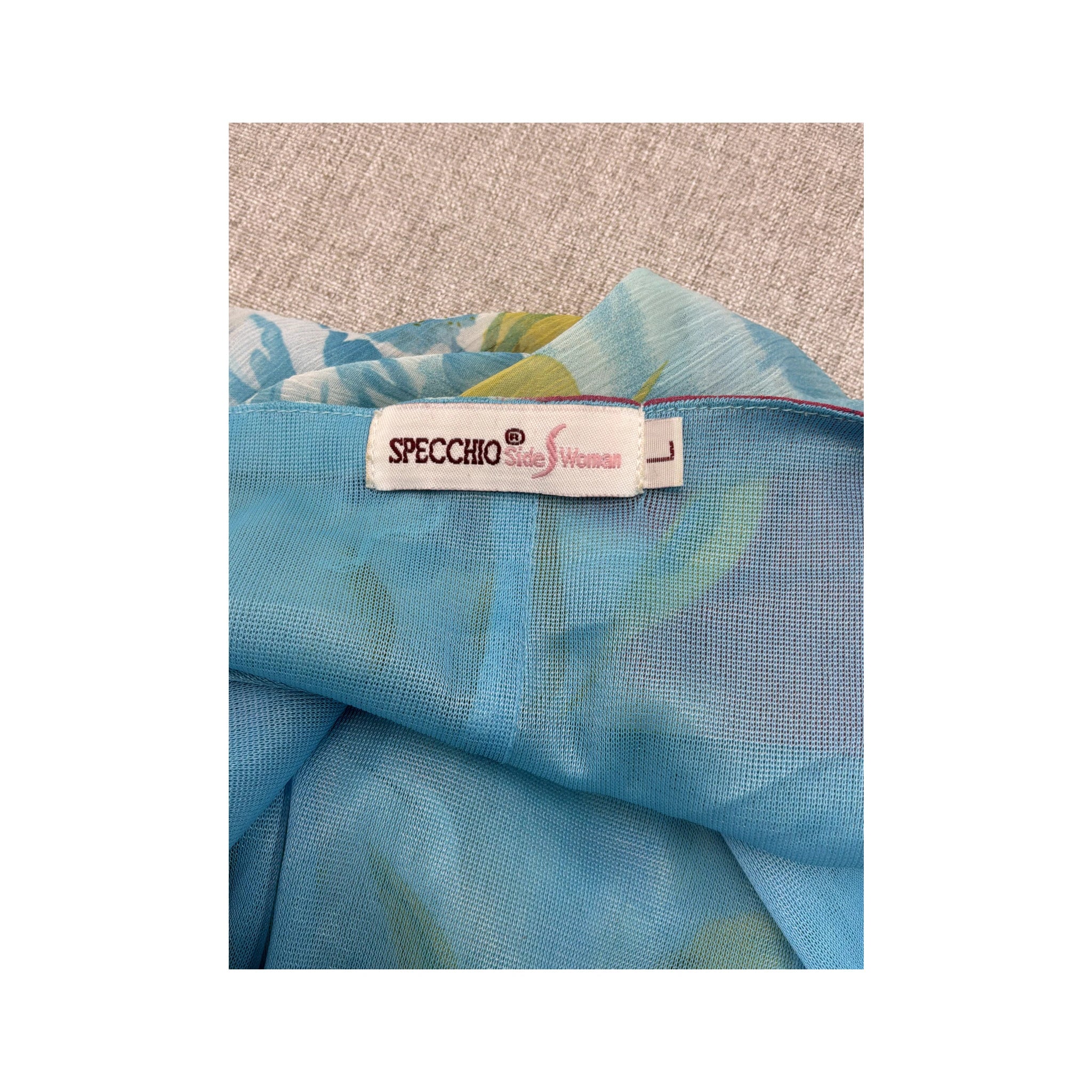 Specchio Blue Floral Ruffle Slip Dress