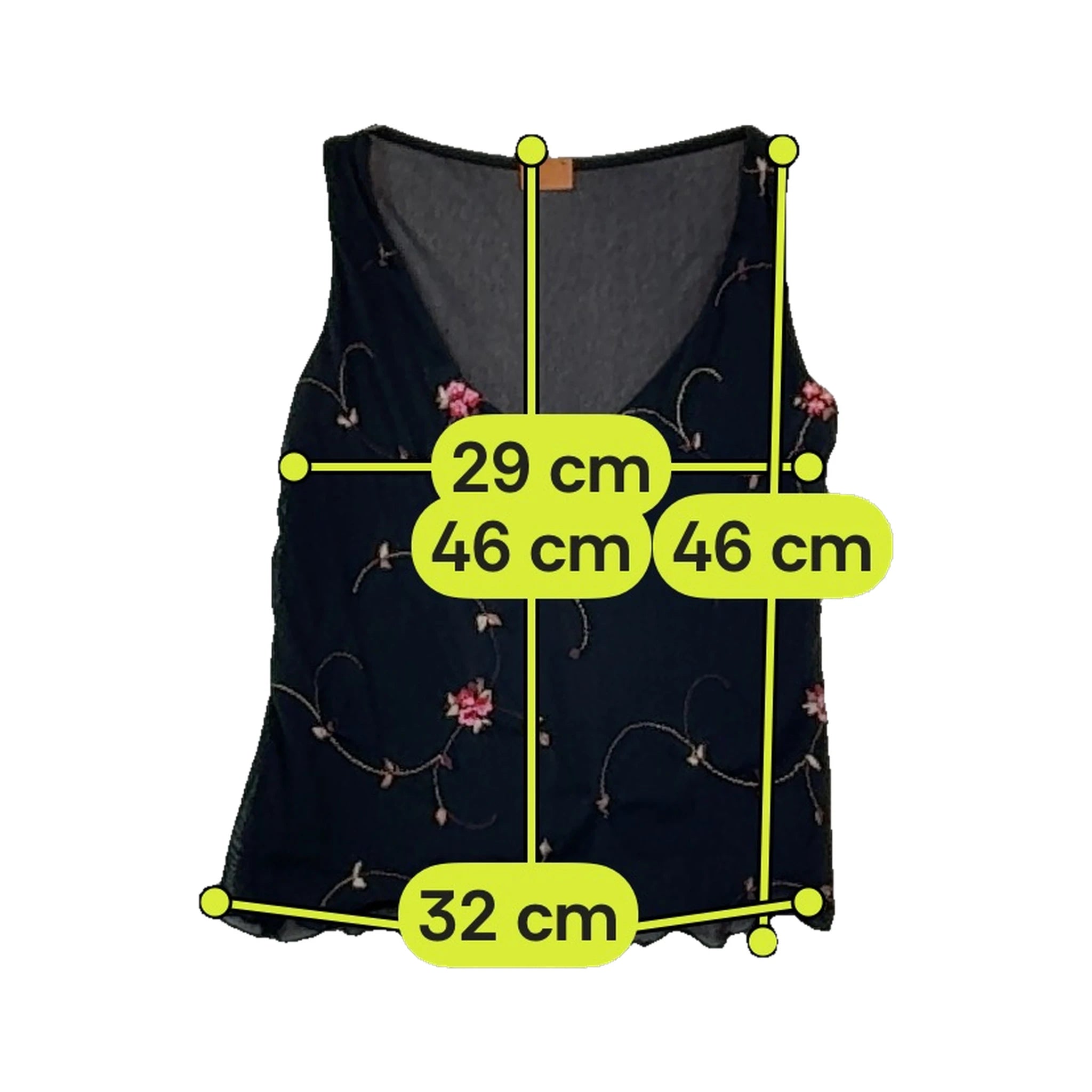 Top de alças Transparente Bordado floral com decote em V