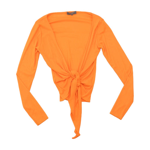 Camomilla Orange Tie Front Long Sleeve Blouse