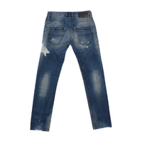Diesel Distressed Repaired Washed Blue Cotton Denim Jeans