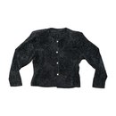 Blusa vintage preta em Viscose Texturada Brilhante com estampado floral