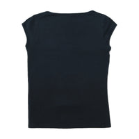 Diesel Black Striped Chest Logo Cap Sleeve Stretch Shirt (M)
