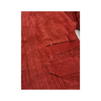 Red Suede Utility Jacket with Paisley Lining