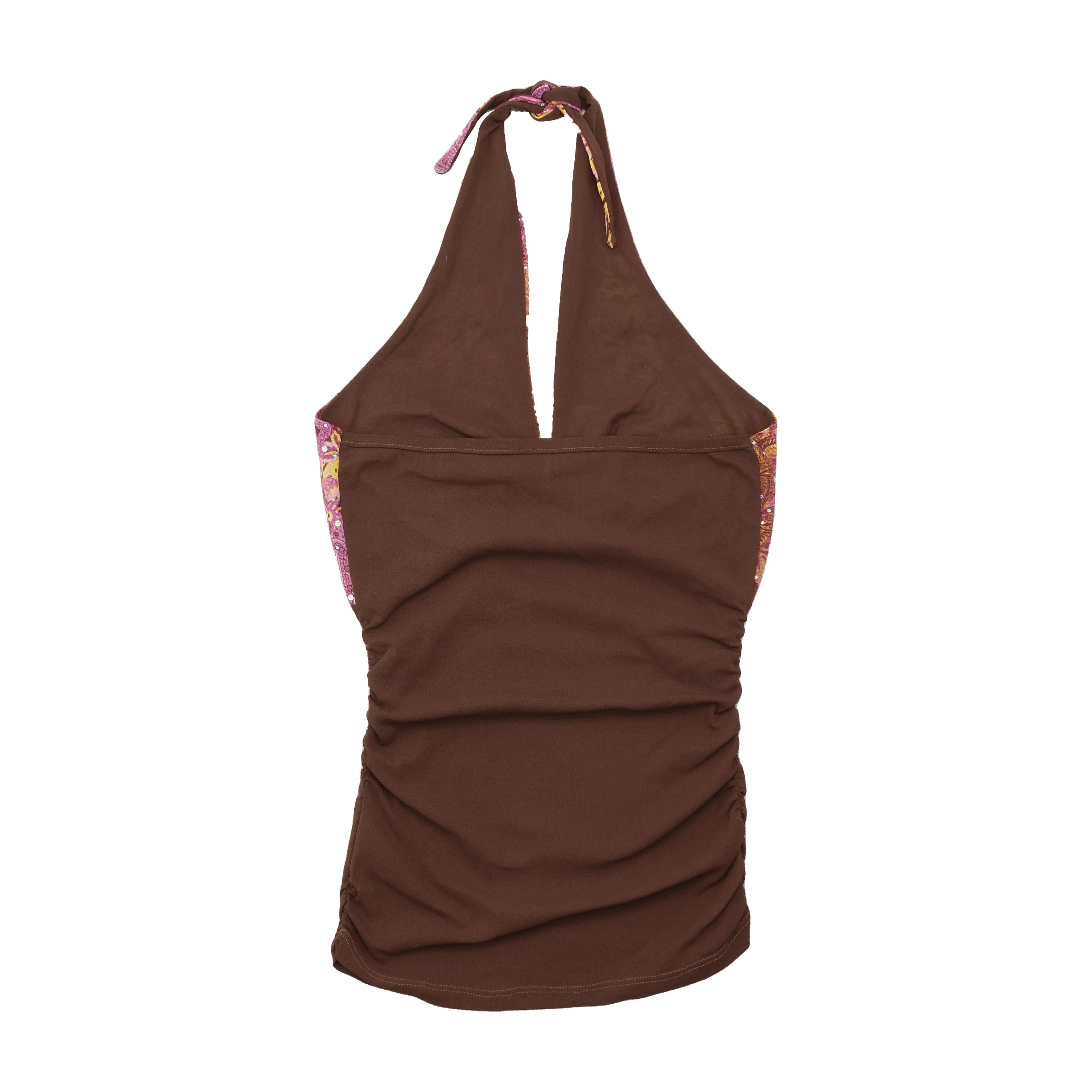 Y2K Sequin Paisley Halter Tank Top