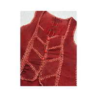 Vintage Red Patchwork Stitch Sleeveless Jacket