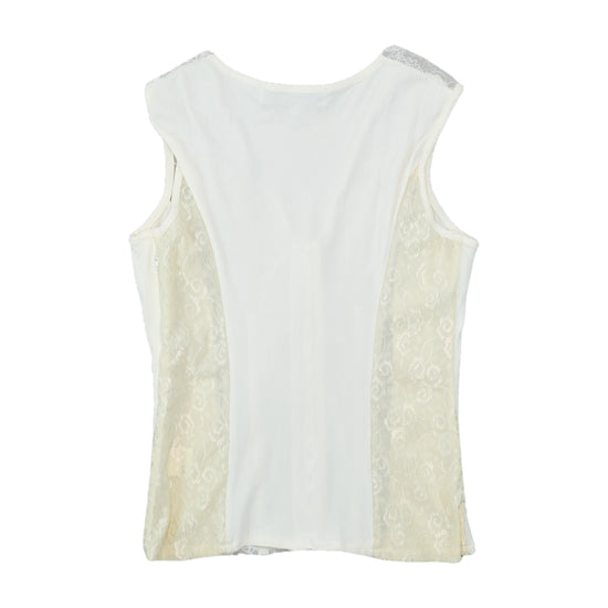 Cristina Effe Lace Up Lace Panel Sleeveless Blouse