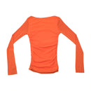 Square Neck Ruched Tie Front Blouse