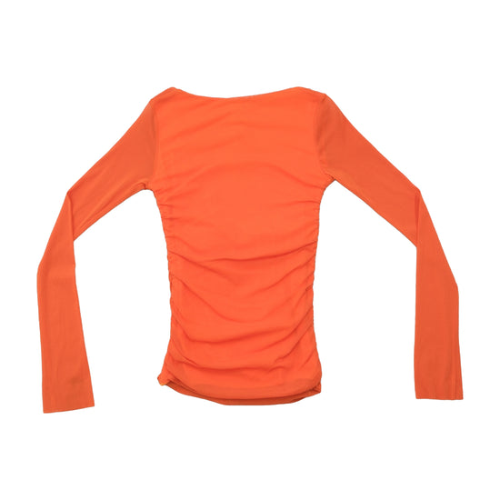 Square Neck Ruched Tie Front Blouse