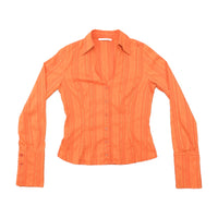 Xanaka Sheer Metallic Stripe Fitted Blouse