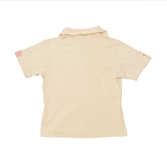 Whimsical Patchwork Script Graphic Polo Shirt