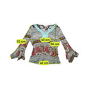 Max-w Floral Stripe Crochet Trim Bell Sleeve Blouse (repriced)