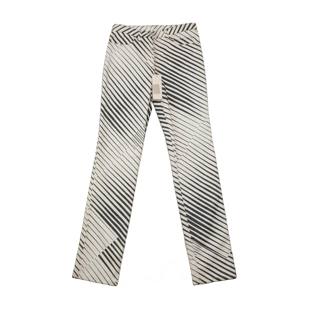 N.L. Cool Diagonal Stripe Cotton Blend Pants (New With Tag)