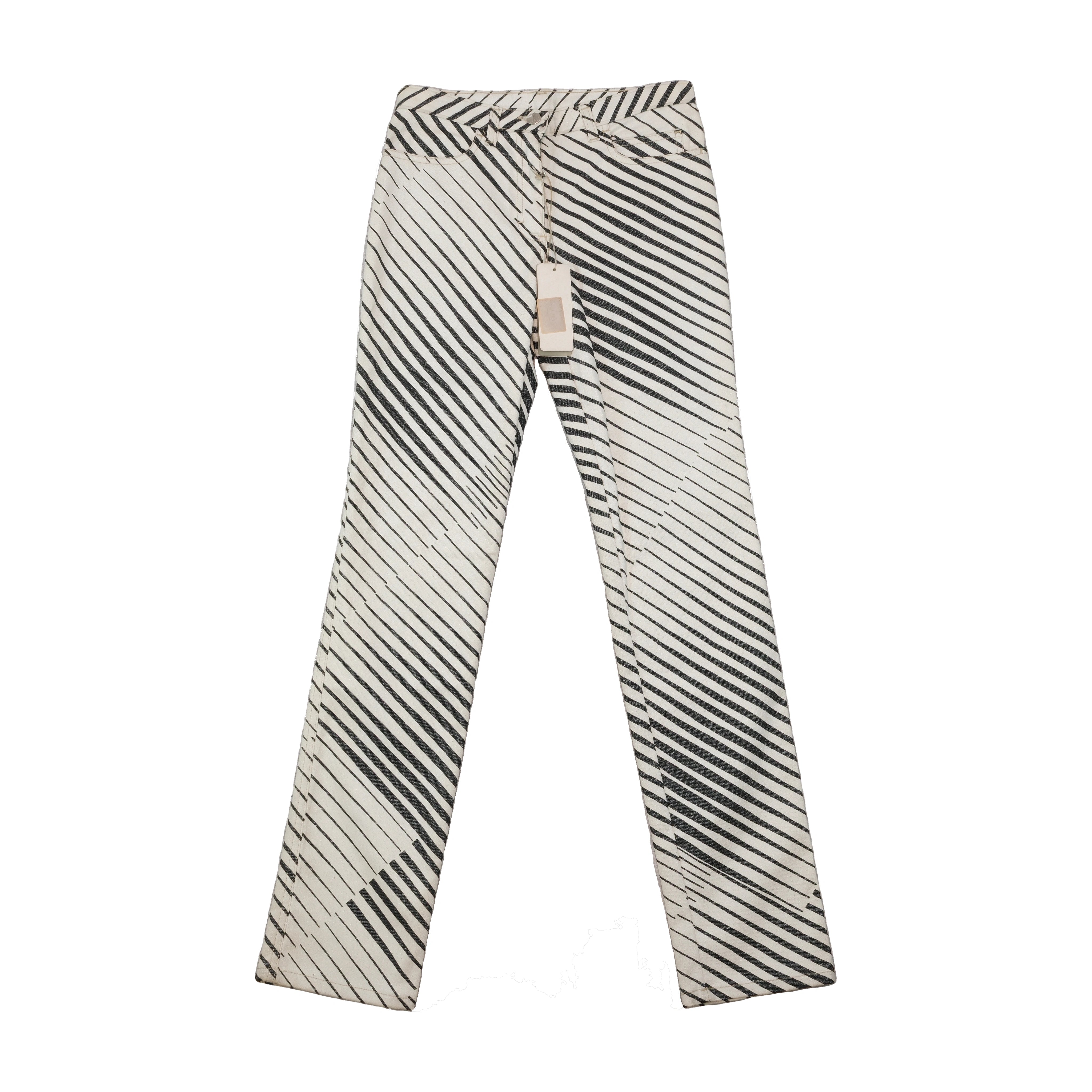 N.L. Cool Diagonal Stripe Cotton Blend Pants (New With Tag)