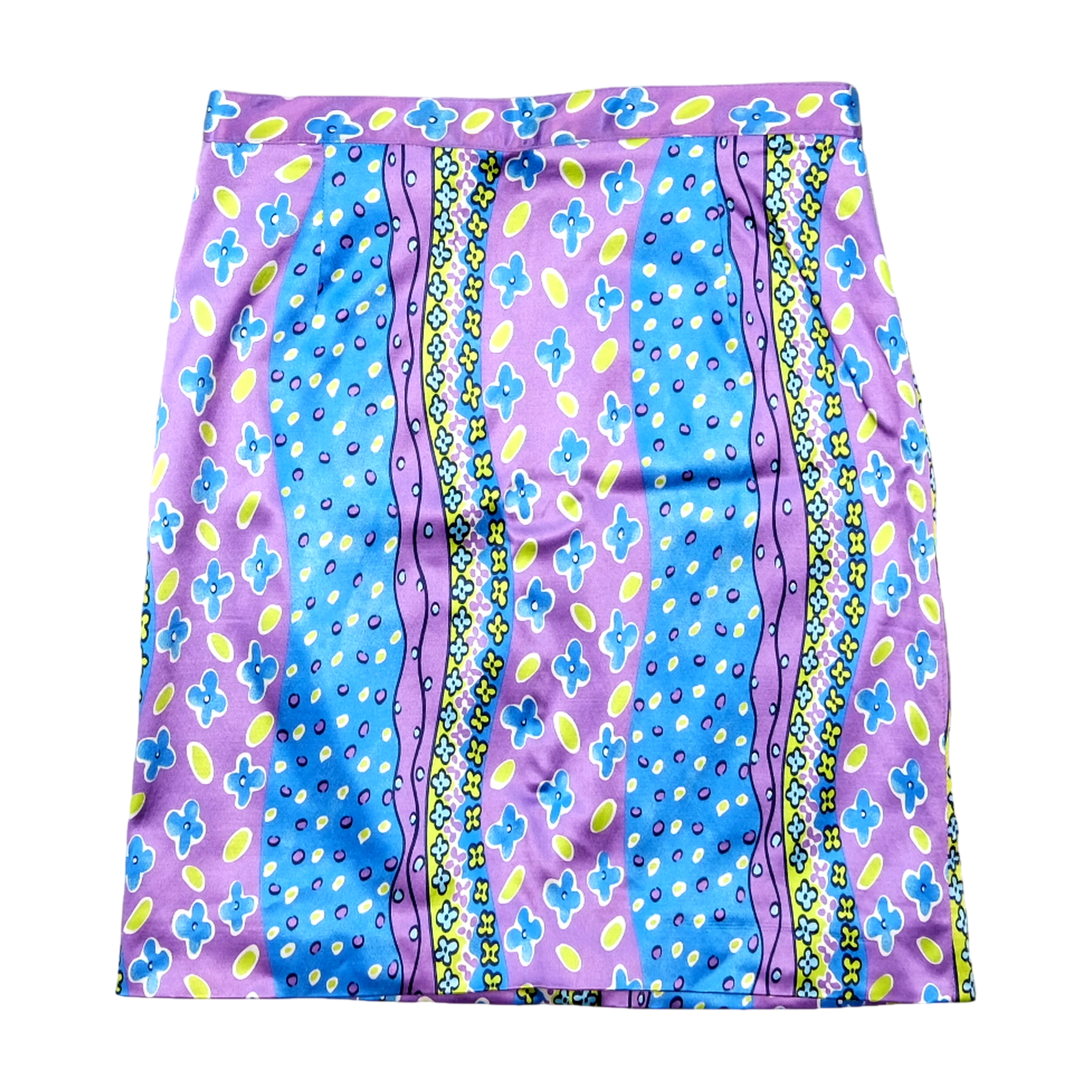 St. Lönnqvist Purple & Blue Floral Stripe Mini Skirt