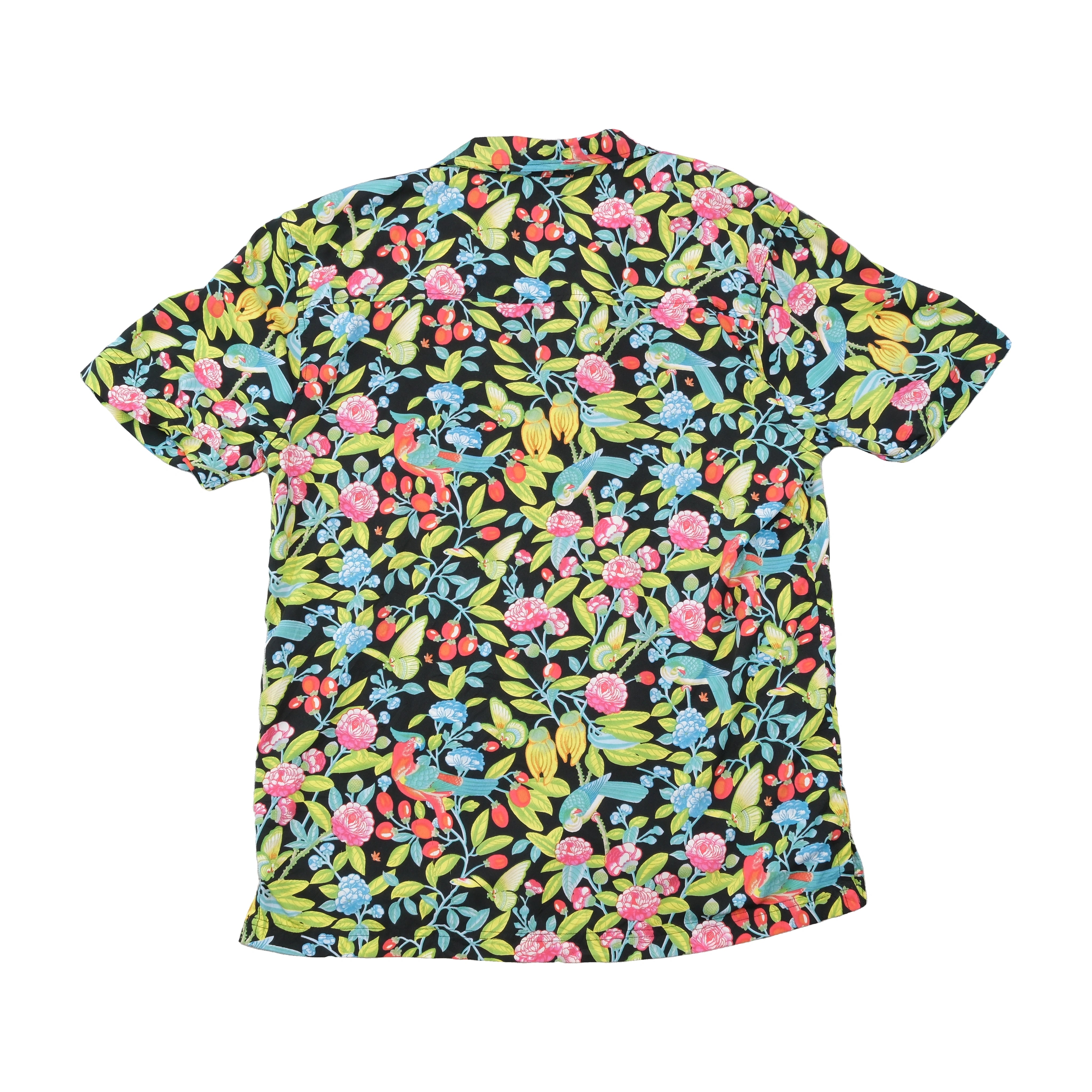 Resolution Tropical Bird Floral Print Button Up Shirt