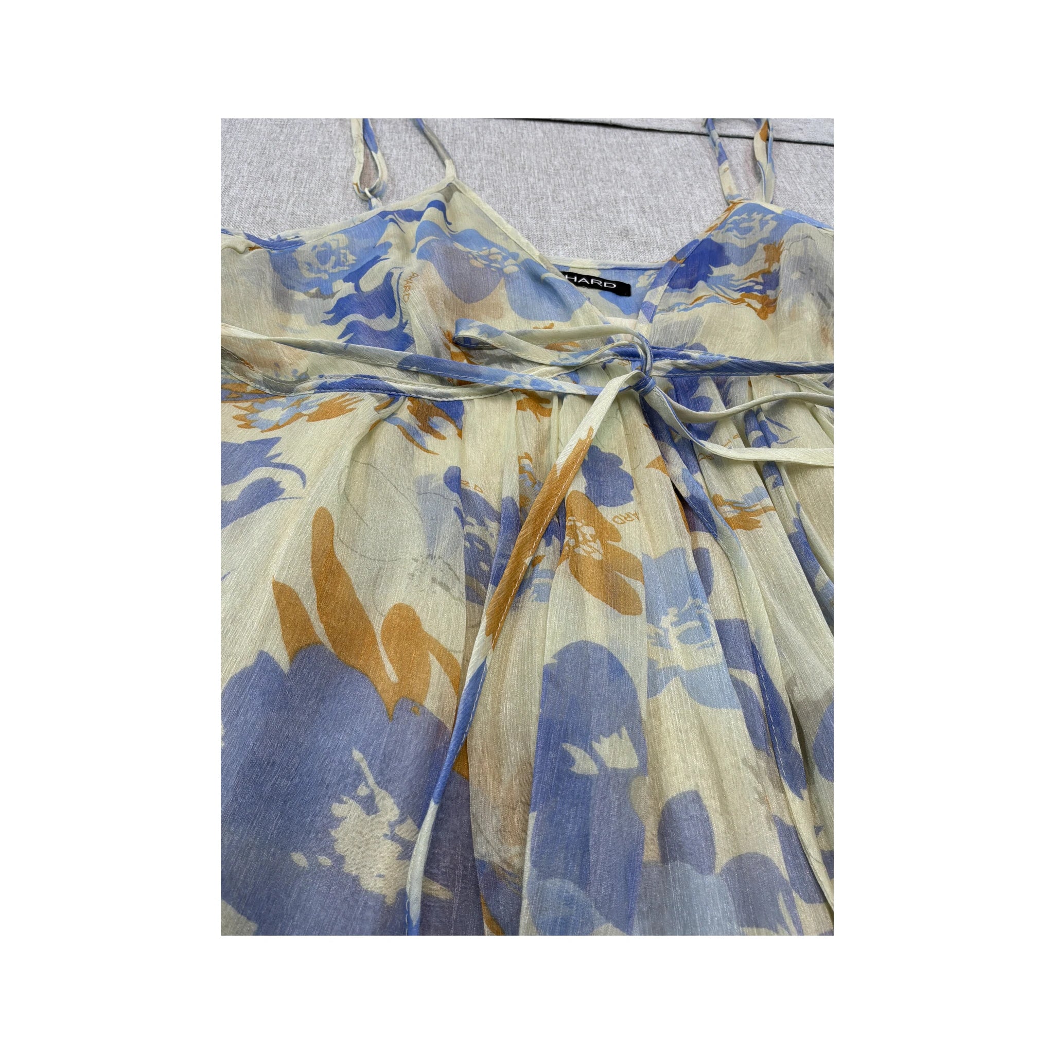 PHARD Floral Sheer Tie Front Mini Dress