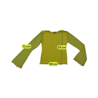Anteprima Back Collection Sheer Bell Sleeve Lettuce Hem Blouse