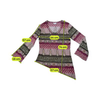 Blusa 2B Rainbow Collection com decote em V, Bainha Assimétrica e estampado Paisley