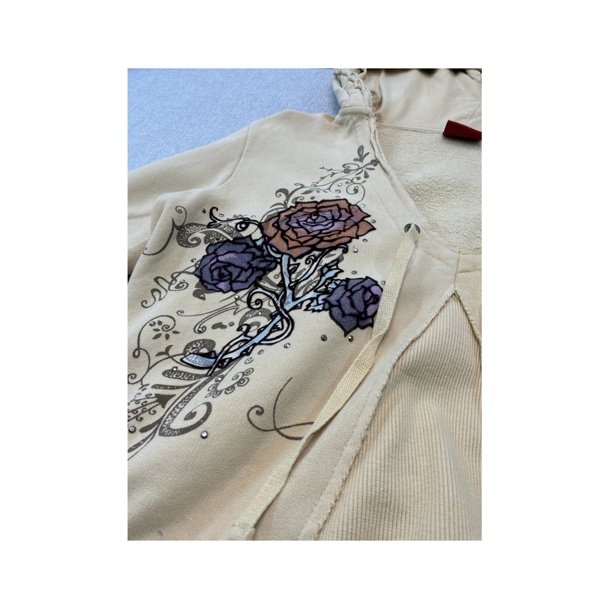 Sweatshirt com capuz Datch Y2K em algodão com estampado floral