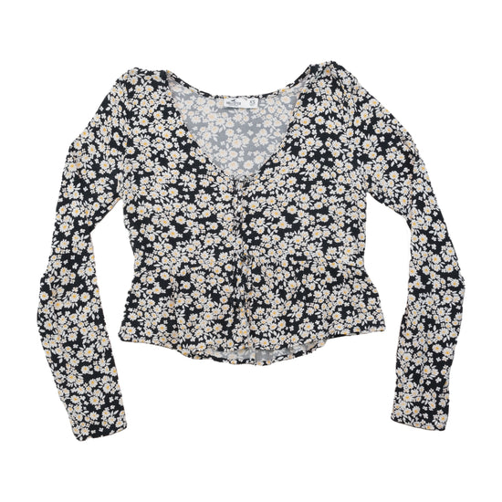 Hollister Floral Tie Front Peplum Blouse