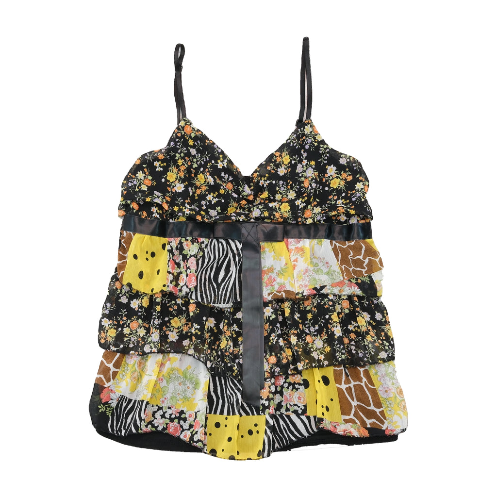Italian Patchwork Floral Tiered Tank Top