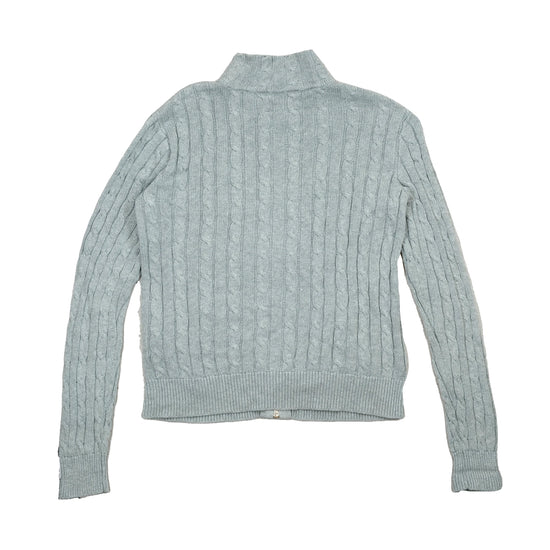 Camisola de Fecho de Correr Total em Trico Cable Cinza 100% Algodão, Ralph Lauren Sport