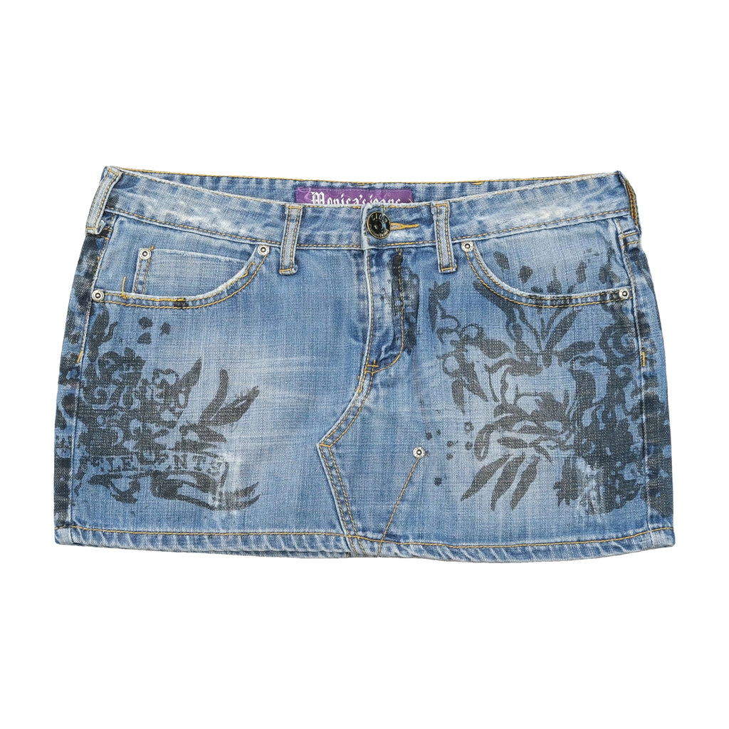 Monica's Jeans Floral Print Denim Mini Skirt