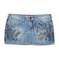 Monica's Jeans Floral Print Denim Mini Skirt