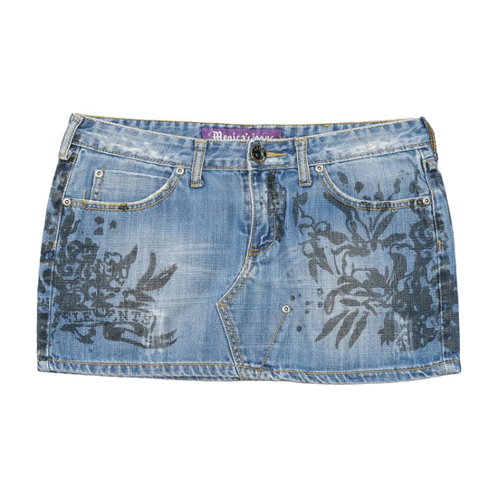 Monica's Jeans Floral Print Denim Mini Skirt