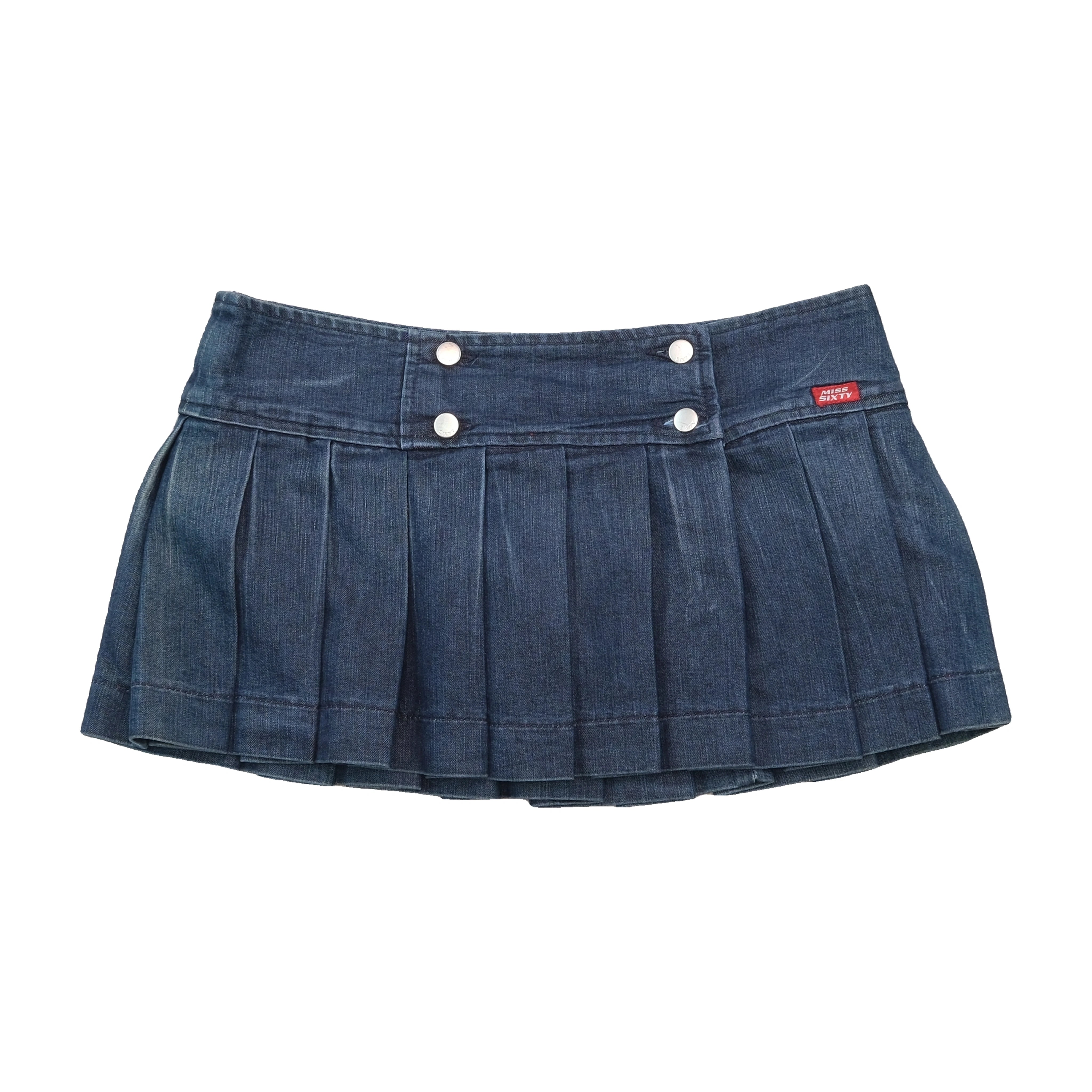 Miss Sixty Pleated Denim Mini Skirt