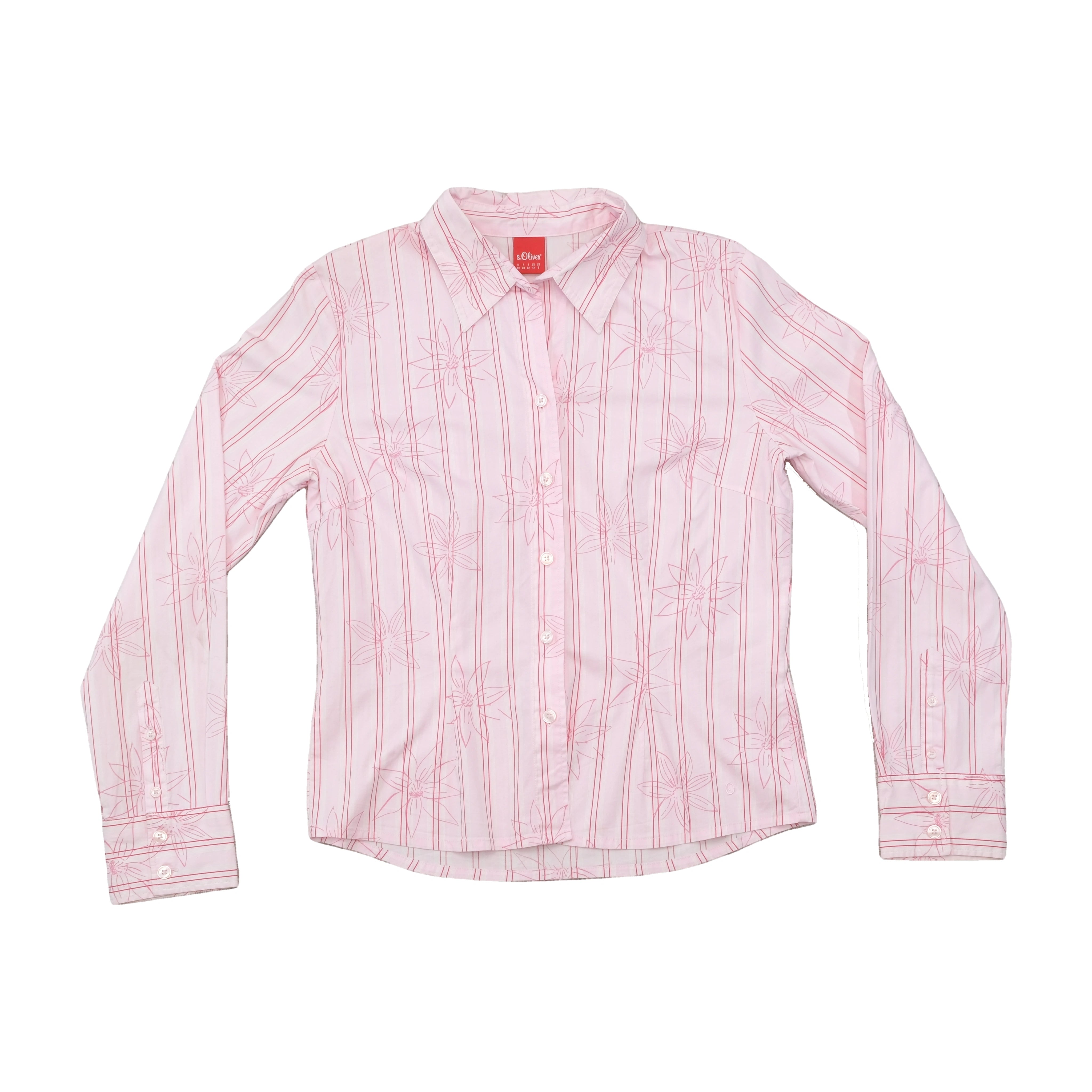s.Oliver Floral Striped Cotton Button Up Shirt