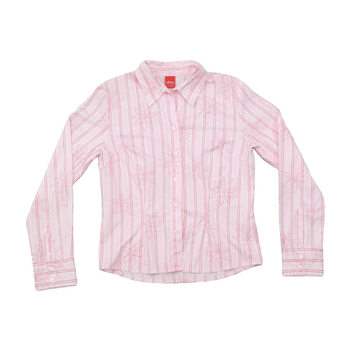 s.Oliver Floral Striped Cotton Button Up Shirt