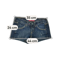 Pitstop Distressed Dark Wash Denim Shorts